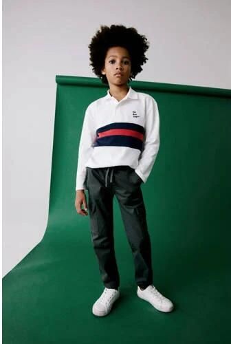 Mango Kids gestreepte polo wit Jongens Katoen Polokraag Streep 164 - Foto 2