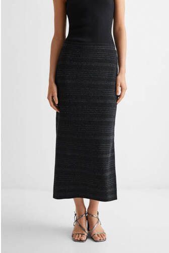 Mango Kids gestreepte rok zwart Meisjes Polyamide Streep 152(XXS) - Foto 2