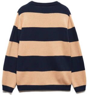 Mango Kids gestreepte sweater donkerblauw zand Streep 128