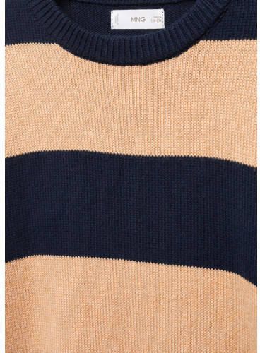 Mango Kids gestreepte sweater donkerblauw zand Streep 128 - Foto 2
