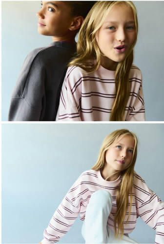 Mango Kids gestreepte sweater lichtroze Streep - Foto 3