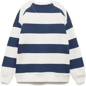 Mango Kids gestreepte sweater marine wit Blauw Streep 116