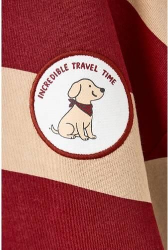 Mango Kids gestreepte sweater met borduursels bruin rood Beige Printopdruk - Foto 3