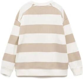 Mango Kids gestreepte sweater pastelbruin Ecru Streep 116