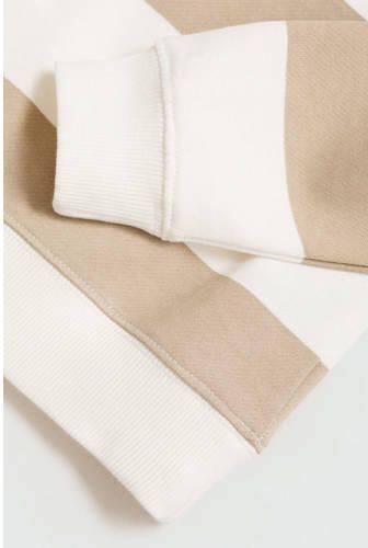Mango Kids gestreepte sweater pastelbruin Ecru Streep 116 - Foto 2