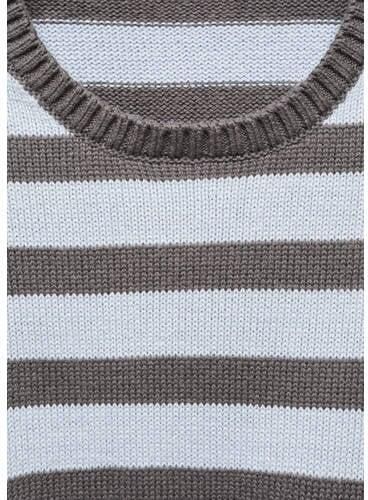 Mango Kids gestreepte trui antraciet Grijs Meisjes Katoen Ronde hals Streep 152(XXS)