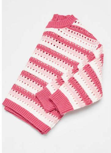 Mango Kids gestreepte trui roze Meisjes Katoen Ronde hals Streep 104