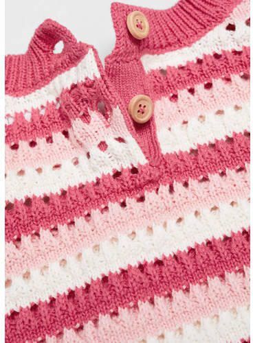 Mango Kids gestreepte trui roze Meisjes Katoen Ronde hals Streep 104 - Foto 2