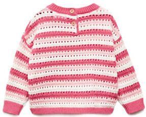 Mango Kids gestreepte trui roze Meisjes Katoen Ronde hals Streep 104 - Foto 3