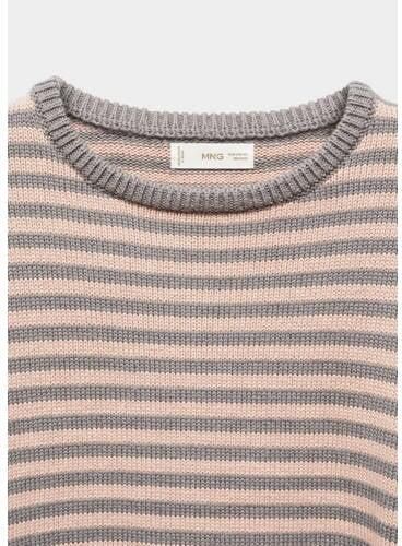 Mango Kids gestreepte trui tuape grijs Bruin Meisjes Katoen Ronde hals 152(XXS)