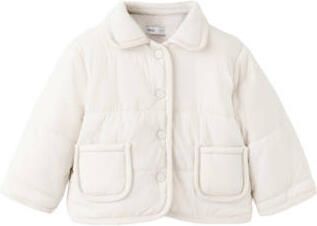 Mango Kids gewatteerde jas wit Meisjes Polyamide Klassieke kraag Effen