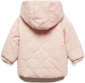 Mango Kids gewatteerde tussenjas lichtroze Meisjes Polyamide Capuchon Effen 104 - Foto 3