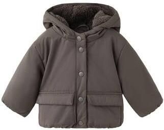 Mango Kids gewatteerde winterjas grijs Meisjes Polyester Capuchon Effen