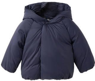Mango Kids gewatteerde winterjas marineblauw Jongens Polyamide Capuchon