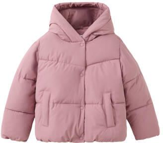 Mango Kids gewatteerde winterjas roze Meisjes Polyester Capuchon Effen