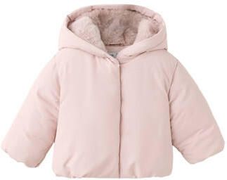 Mango Kids gewatteerde winterjas roze Meisjes Polyester Capuchon Effen