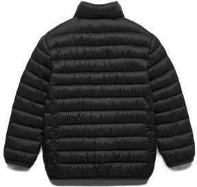Mango Kids gewatteerde zomerjas zwart Jongens Polyamide Opstaande kraag 110