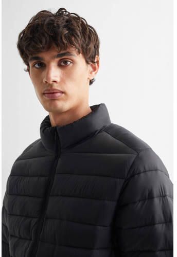 Mango Kids gewatteerde zomerjas zwart Jongens Polyamide Opstaande kraag 158(XXS)