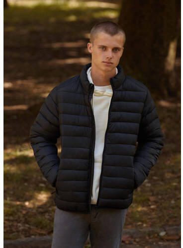 Mango Kids gewatteerde zomerjas zwart Jongens Polyamide Opstaande kraag 158(XXS) - Foto 2