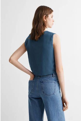 Mango Kids gilet blauw Meisjes Viscose V-hals Effen 152(XXS)