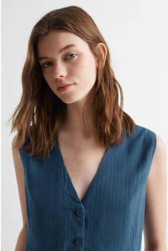Mango Kids gilet blauw Meisjes Viscose V-hals Effen 152(XXS) - Foto 2