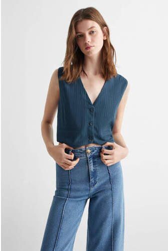Mango Kids gilet blauw Meisjes Viscose V-hals Effen 152(XXS) - Foto 3