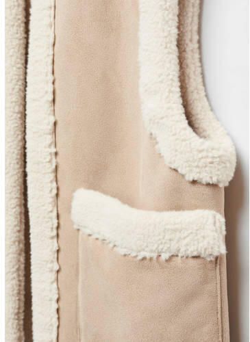 Mango Kids gilet ecru wit Meisjes Teddy Openvallende hals Meerkleurig 158(XS) - Foto 3