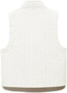 Mango Kids gilet wit Meisjes Katoen V-hals Effen 128 - Foto 3