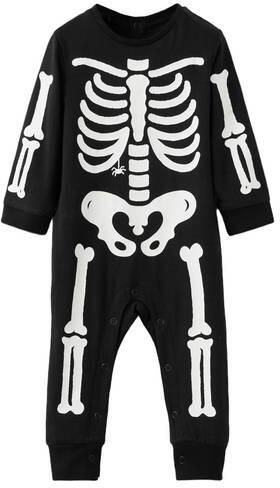 Mango Kids halloween pyjama met print zwart Jongens Katoen Ronde hals