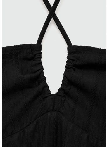 Mango Kids halter maxi jurk zwart Effen 158(XS) | Jurk van