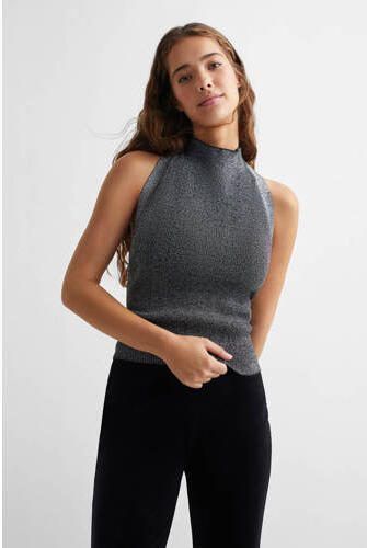 Mango Kids haltertop antraciet zilver Grijs Effen 152(XXS) - Foto 3