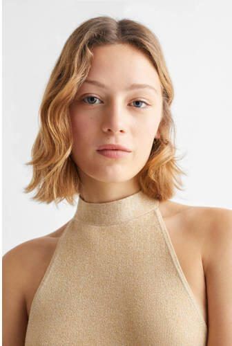 Mango Kids haltertop lichtbruin Effen 152(XXS) | Top van - Foto 2