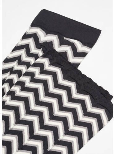 Mango Kids high waist flared broek met all over print zwart wit Meisjes Polyamide 152(XXS) - Foto 2