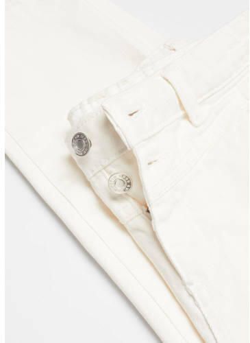 Mango Kids high waist mom jeans wit Meisjes Denim Effen 134