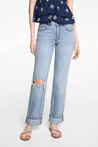Mango Kids high waist straight fit jeans light blue denim Blauw Effen 152(XXS) - Foto 2