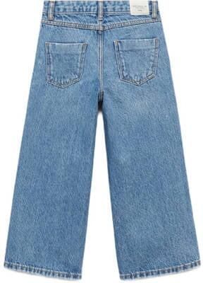 Mango Kids high waist wide leg jeans lichtblauw Meisjes Katoen Effen 116