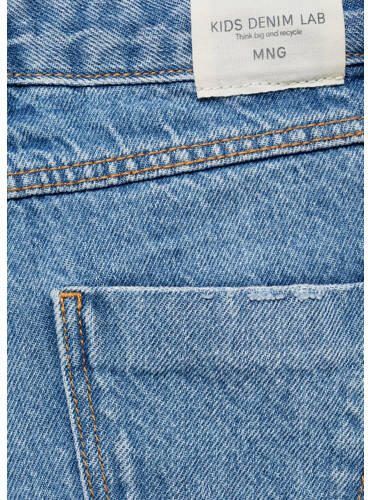 Mango Kids high waist wide leg jeans lichtblauw Meisjes Katoen Effen 116 - Foto 2