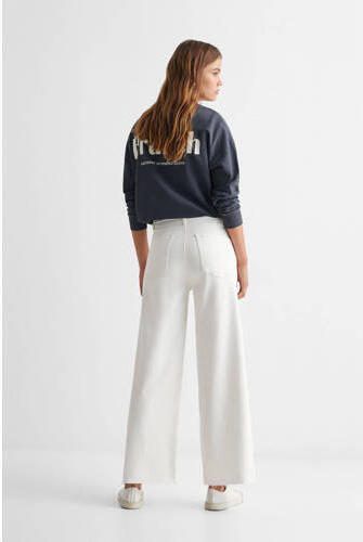 Mango Kids high waist wide leg jeans wit Meisjes Stretchdenim Effen 152(XXS) - Foto 2