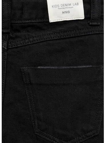 Mango Kids high waist wide leg jeans zwart Meisjes Katoen Effen 122