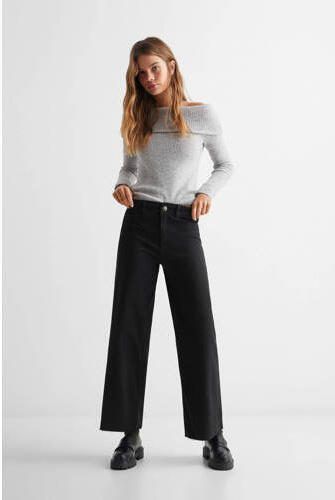 Mango Kids high waist wide leg jeans zwart Meisjes Stretchdenim Effen 158(XS) - Foto 2