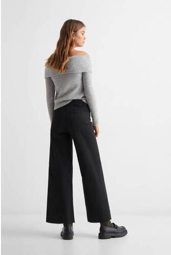 Mango Kids high waist wide leg jeans zwart Meisjes Stretchdenim Effen 158(XS) - Foto 3