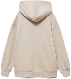 Mango Kids hoodie met tekst lichtbruin Sweater Tekst 128