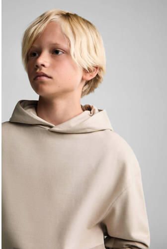 Mango Kids hoodie met tekst lichtbruin Sweater Tekst 128 - Foto 2