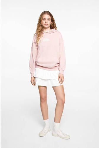 Mango Kids hoodie met tekst roze Sweater Meisjes Katoen Capuchon Tekst 152(XXS)
