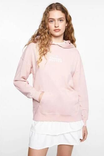 Mango Kids hoodie met tekst roze Sweater Meisjes Katoen Capuchon Tekst 152(XXS) - Foto 2