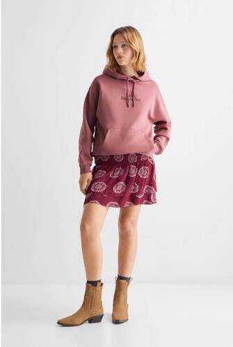 Mango Kids hoodie met tekst roze Sweater Meisjes Katoen Capuchon Tekst 152(XXS)