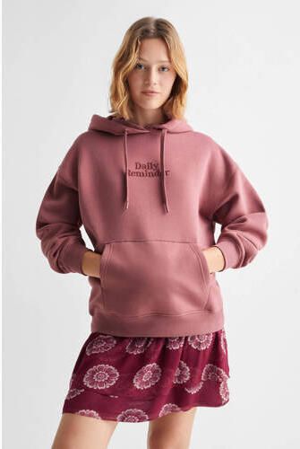 Mango Kids hoodie met tekst roze Sweater Meisjes Katoen Capuchon Tekst 152(XXS) - Foto 3