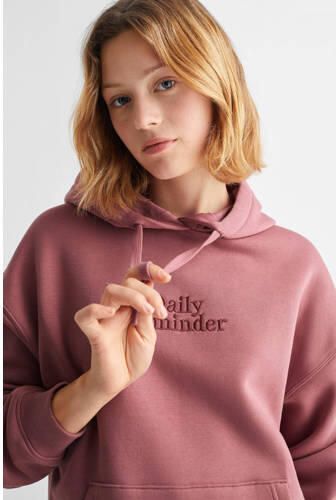 Mango Kids hoodie met tekst roze Sweater Meisjes Katoen Capuchon Tekst 152(XXS) - Foto 2