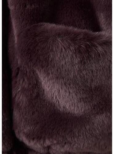Mango Kids imitatiebont winter faux fur jas donkerrood Meisjes Polyester Opstaande kraag - Foto 4