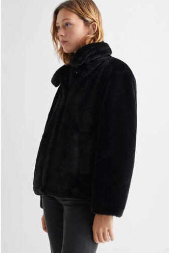 Mango Kids imitatiebont winterjas zwart Effen 158(XS) - Foto 3